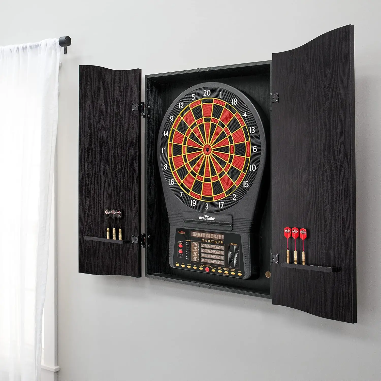 Чёрный шкаф для дартса Cricket – обзор и цена Electronic Dartboard Cabinet