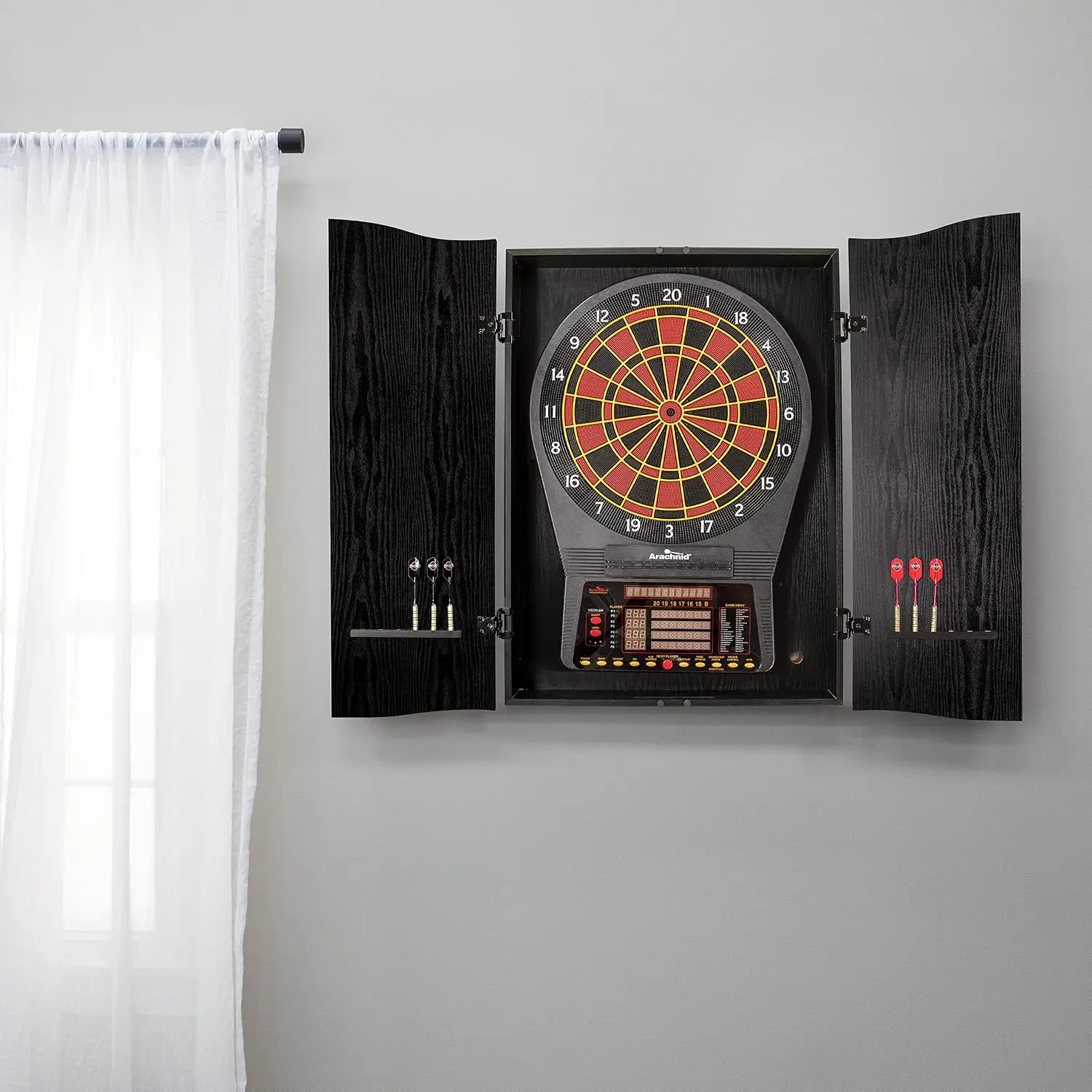 Чёрный шкаф для дартса Cricket – обзор и цена Electronic Dartboard Cabinet
